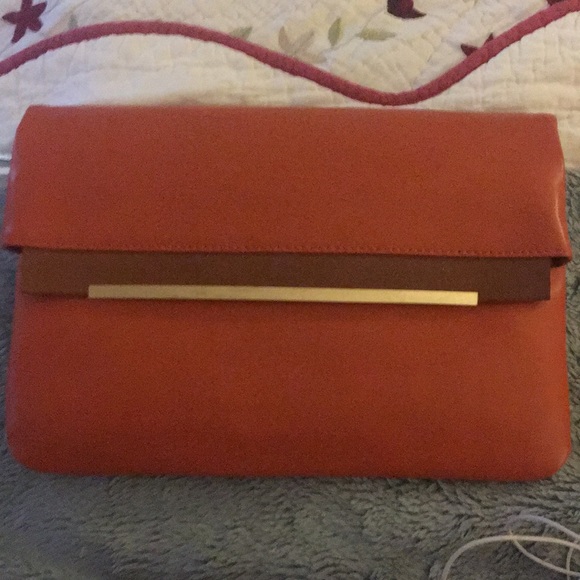 Orange brown Leather Clutch - Picture 1 of 6